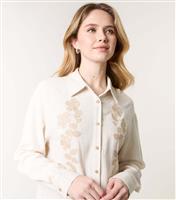 Women's Cream Floral Embroidered Blouse Blue Vanilla New Look