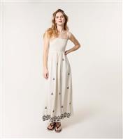 Women's Cream Embroidered Maxi Dress Blue Vanilla New Look