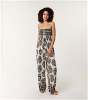 Women's Black Printed Elasticated Jumpsuit Blue Vanilla New Look