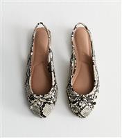 Women's Off White Faux Leather Slingback Flats Vegan New Look
