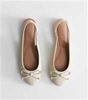 Women's Off White Faux Leather Slingback Flats Vegan New Look
