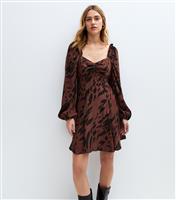Women's Red Animal Print Sweetheart Neck Mini Dress New Look