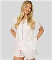 Women's White Palm Tree Print Shirt and Shorts Set Loungeable New Look