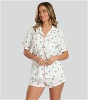 Women's White Cactus Print Shirt and Shorts Set Loungeable New Look