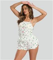 Women's White Cactus Print Ruffled Cami Top and Shorts Set Loungeable New Look