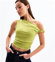 Women's Light Green Off The Shoulder Cropped Top New Look