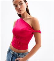 Women's Bright Pink Off The Shoulder Cropped Top New Look