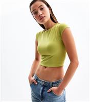 Women's Green Twist Back Cropped Top New Look