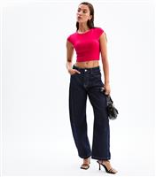 Women's Bright Pink Twist Back Cropped Top New Look
