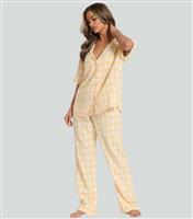 Women's Yellow Checked Shirt and Trousers Pyjama Set Loungeable New Look