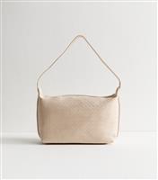 Cream Woven Faux Leather Shoulder Bag New Look