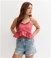 Girls' Pink Pintuck Frill Trim Baby Doll Top New Look