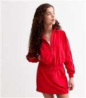 Girls' Bright Red Zip Through Sports Jacket New Look