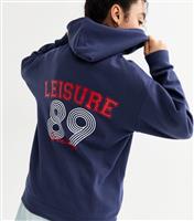 Girls' Navy Oversized 89 Print Hoodie New Look