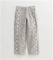 Girls' Brown Snake Print Wide Leg Jeans New Look
