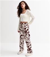 Girls' Brown Cow Print Jeans New Look
