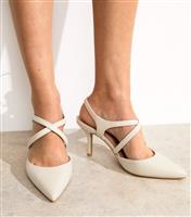 Women's Wide Fit Off White Faux Leather Wraparound Strap Court Shoes Vegan New Look