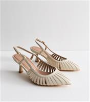 Women's Wide Fit Off White Woven Slingback Shoes Vegan New Look