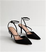 Women's Black Diamant Wraparound Strap Court Shoes New Look