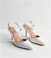 Women's White Faux Leather Pointed Toe Court Shoes New Look