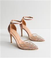 Women's Pink Faux Patent Leather Shimmer Embellished Court Shoes New Look