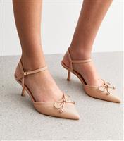 Women's Wide Fit Pink Patent Bow Detail Open Court Shoes New Look