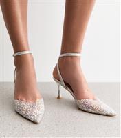 Women's Silver Embellished Open Court Shoes New Look
