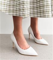 Women's Extra Wide Fit White Faux Leather Court Shoes New Look