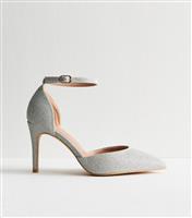 Women's Extra Wide Fit Silver Metallic Stiletto Heel Court Shoes New Look
