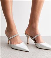 Women's Silver Embellished Strap Court Shoes New Look