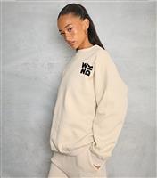 Women's Stone Oversized WKND Logo Sweatshirt WKNDGIRL New Look