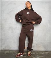 Women's Dark Brown Logo Print Oversized Hoodie WKNDGIRL New Look