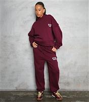 Women's Burgundy WKND Club Oversized Hoodie WKNDGIRL New Look