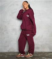 Women's Club Burgundy Oversized Joggers WKNDGIRL New Look