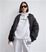 Women's Grey Logo Print Hoodie WKNDGIRL New Look