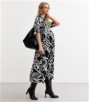 Women's Maternity Black Tiered Floral Print Midi Dress New Look
