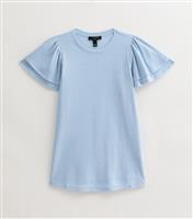 Women's Tall Blue Flutter Sleeve Top New Look
