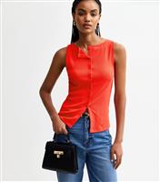 Women's Tall Bright Red Button Up Vest New Look