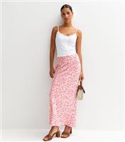 Women's Pink Floral Fruit Print Midi Skirt New Look