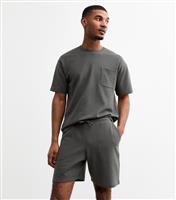 Men's Dark Grey Relaxed Textured Shorts New Look