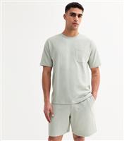 Men's Mint Green Relaxed Textured Shorts New Look