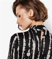 Women's Black Tie-Dye Stripe Column Dress Apricot New Look