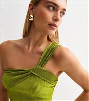 Women's Light Green Intertwined One Shoulder Plisse Top New Look