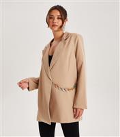 Women's Stone Wrap Front Blazer Urban Bliss New Look