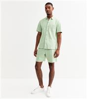 Men's Light Green Regular Interlock Jersey Shorts New Look