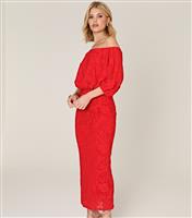 Women's Red Floral Off The Shoulder Midi Dress WKNDGIRL New Look