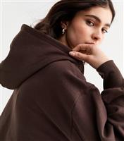 Women's Brown Jersey Zip Up Hoodie New Look