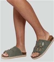 Women's Khaki Fringed Buckle Strap Sandals South Beach New Look