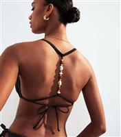 Women's Black Beaded Bikini Top New Look