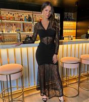 Women's Black Mesh Ruched Midi Dress AX Paris New Look